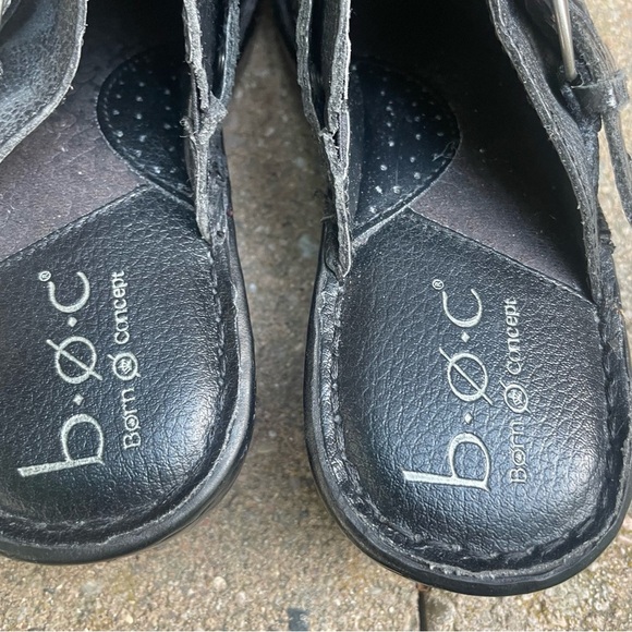 BOC BORN Women’s Black Leather Buckle Strap Slip On Clogs Shoe Size 6 - Picture 4 of 11